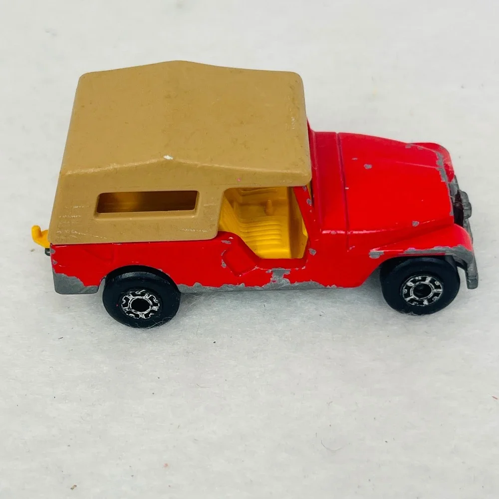 Vintage Matchbox Superfast No 53 CJ-6 Jeep Red Tan Canopy Lesney England 1977